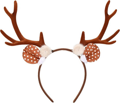 Topcosplay Unisex Christmas Reindeer Antler Headband Deer Antlers Headband for Xmas Party Costume Accessory