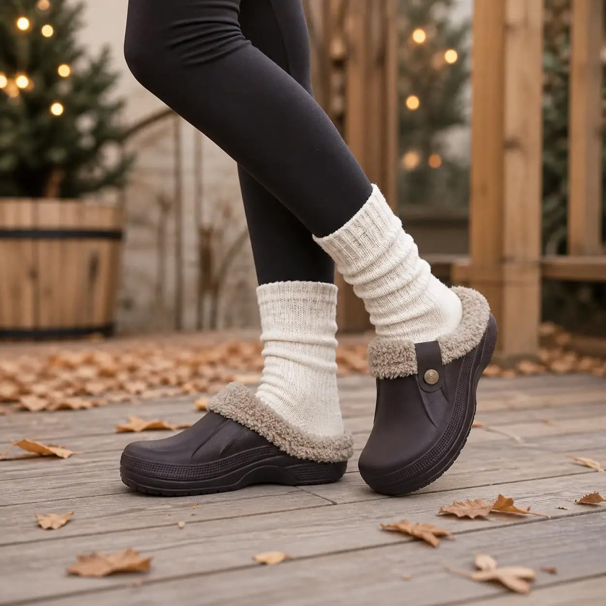 Beslip Classic Fur Lined Clogs Waterproof Winter Fuzzy Slippers for Women Men Indoor and Outdoor