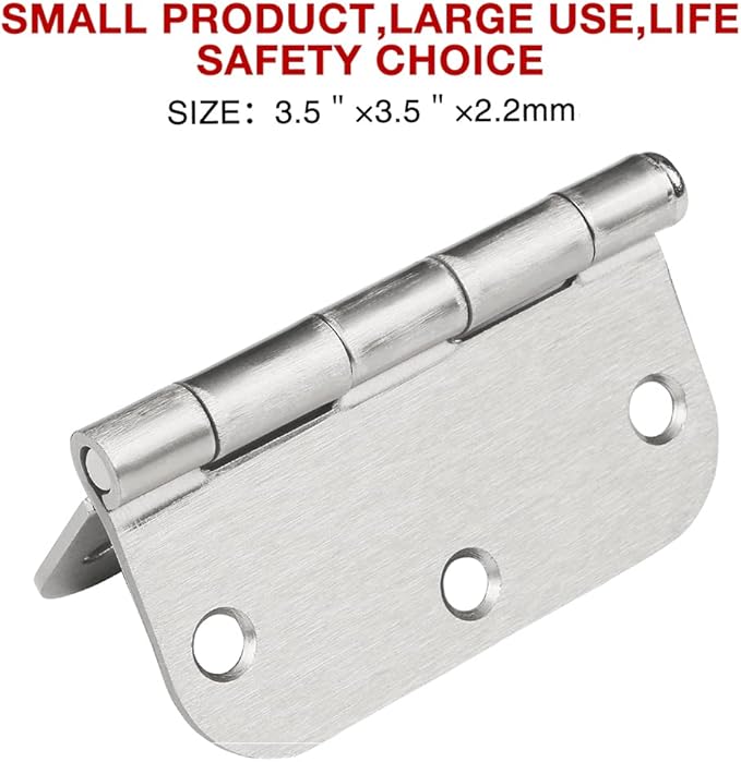 Interior Door Hinges Brushed Nickel 3 Pack Rounded Bedroom Door Hinge Satin Nickel 3.5 x 3.5 inch,58 Radius 3 12"x 3 12" Silver 3 12 Inch Door Hinges for RV Trailer Residential Hinges for Wood,Doors
