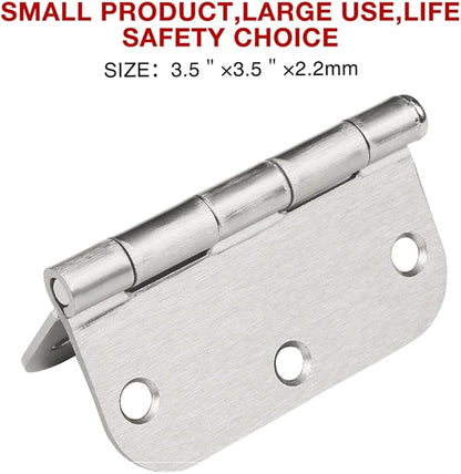 Interior Door Hinges Brushed Nickel 3 Pack Rounded Bedroom Door Hinge Satin Nickel 3.5 x 3.5 inch,58 Radius 3 12"x 3 12" Silver 3 12 Inch Door Hinges for RV Trailer Residential Hinges for Wood,Doors