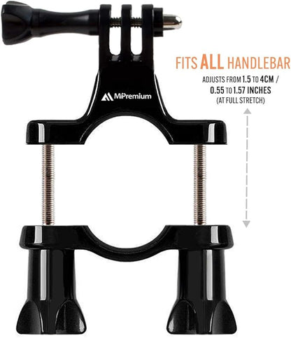 Bicycle Bike Handlebar Mount Adapter for GoPro Hero 13 12 11 10 9 8 7 6 5 4 3 2 1  Fusion Session Black Silver EK7000 Sjcam Seatpost Pole Clamp  3 Way Adjustable Pivot Arm for Action Cameras