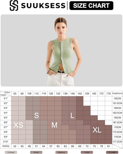 SUUKSESS Women Button Down Going Out Trendy Tops Ribbed Sexy Vest Y2K Tank Tops