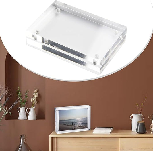 Acrylic Sign Holder, Acrylic Magnetic Poster Double-Sided Display Stand For Countertops, Acrylic Stands For Display In Offices, Restaurants, And Events(5.5 x 8.2cm)