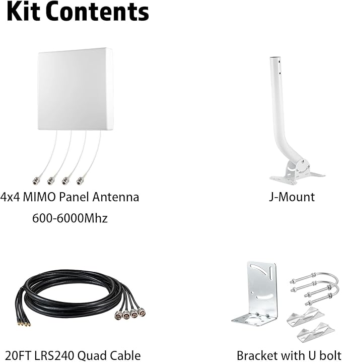 High Gain 4x4 MIMO 5G External Panel Antenna Kit with 20ft Low Loss Cable Signal Booster for 4G LTE 5G Cellular Hotspots, Routers, Gateways, Verizon, ATT, T-Mobile Home Internet, Eifagur