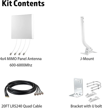 High Gain 4x4 MIMO 5G External Panel Antenna Kit with 20ft Low Loss Cable Signal Booster for 4G LTE 5G Cellular Hotspots, Routers, Gateways, Verizon, ATT, T-Mobile Home Internet, Eifagur