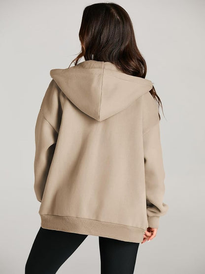 EFAN Women's Drawstring Zip Up Cute Hoodies Fall Jacket Oversized Casual Sweatshirts with Pocket