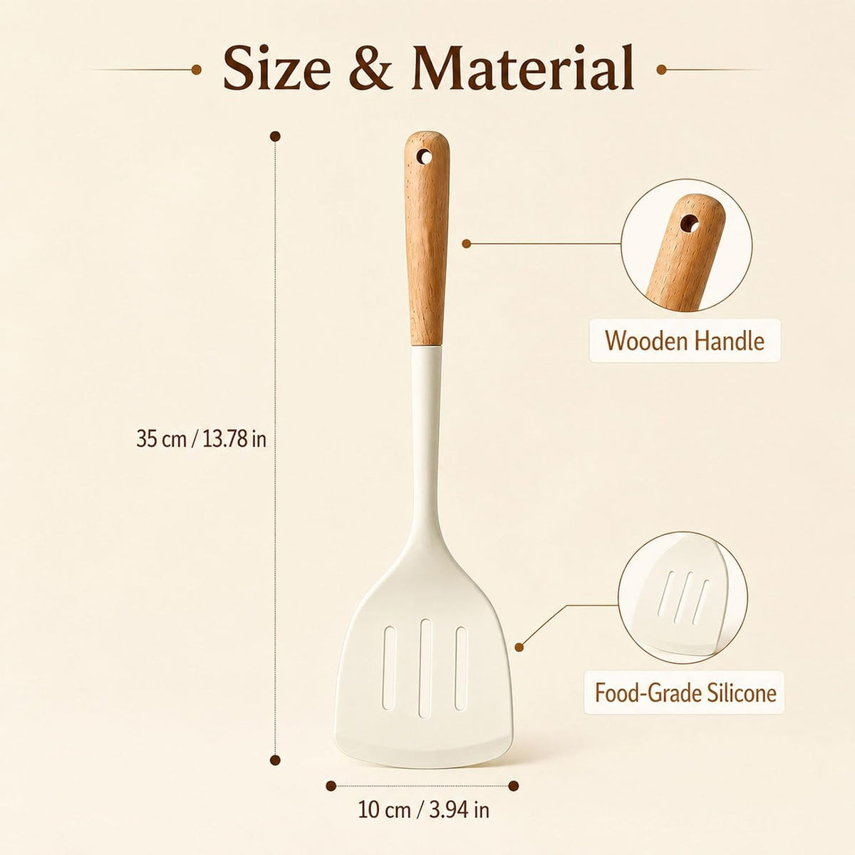 Silicone Slotted Spatula Turner Nonstick Kitchen Turner with Wooden Handle Flexible Fish Spatula for Eggs Pancakes Fish Frying Flipping and Daily Cooking
