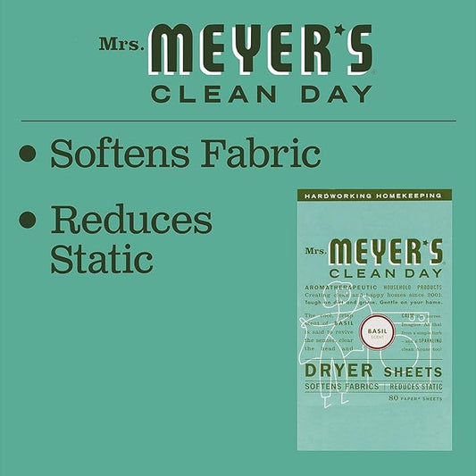 Mrs. Meyer's Clean Day Dryer Sheets - Basil - 80 ct - 2 pk