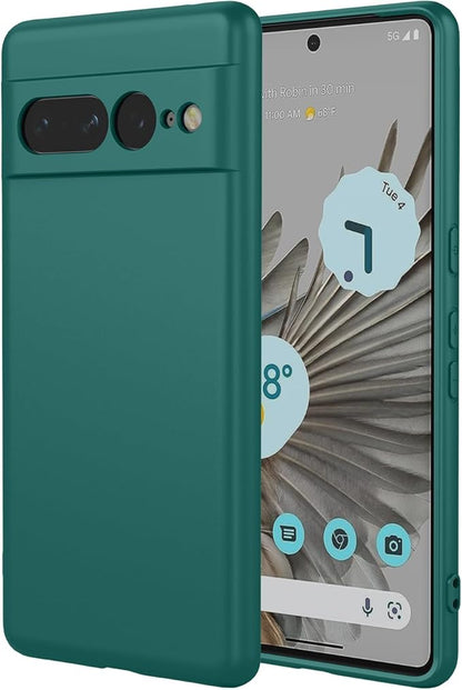 for Google Pixel 7 Pro 5G Case, Ultra Thin Fit Liquid Silicone Soft Rubber Anti-Bump, Anti-Scratch, Shockproof Protective Case with Microfiber Lining for Google Pixel 7 Pro 5G, Dark Green