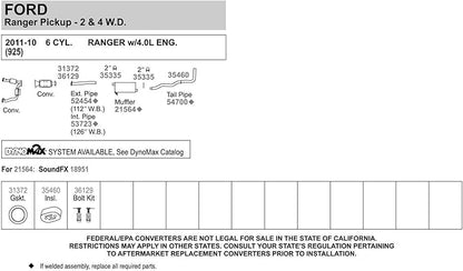 Walker 54700 Exhaust Tail Pipe 2" Inlet (OD) 2" Outlet (OD) for Ford Ranger