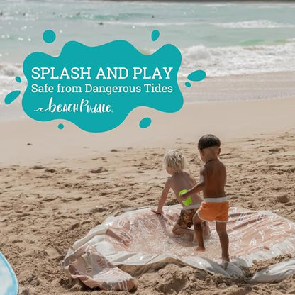 Baby Beach Pool | 2-in-1 Kiddie Pool and Beach Blanket | Flexible Toddler and Baby Pool | Beach Toys for Kids & Toddlers | 6x6 Feet with Waterproof Carrying Bag | Beach Puddle (Sage Monstera Leaves)