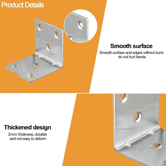 20PCS L Brackets Corner Bracket 2"x2"x2", Heavy Duty Corner Brace for Wood, Right Angle Brackets, 50MM 2Inch Wide 90 Degree Bracket for Wooden Frame Furniture Shelves Chairs