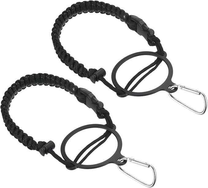 PATIKIL Paracord Handle, 2 Pack Water Bottle Handle Strap Carrier with Ring for 12oz to 64oz Wide Mouth Bottles, Black