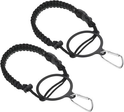 PATIKIL Paracord Handle, 2 Pack Water Bottle Handle Strap Carrier with Ring for 12oz to 64oz Wide Mouth Bottles, Black
