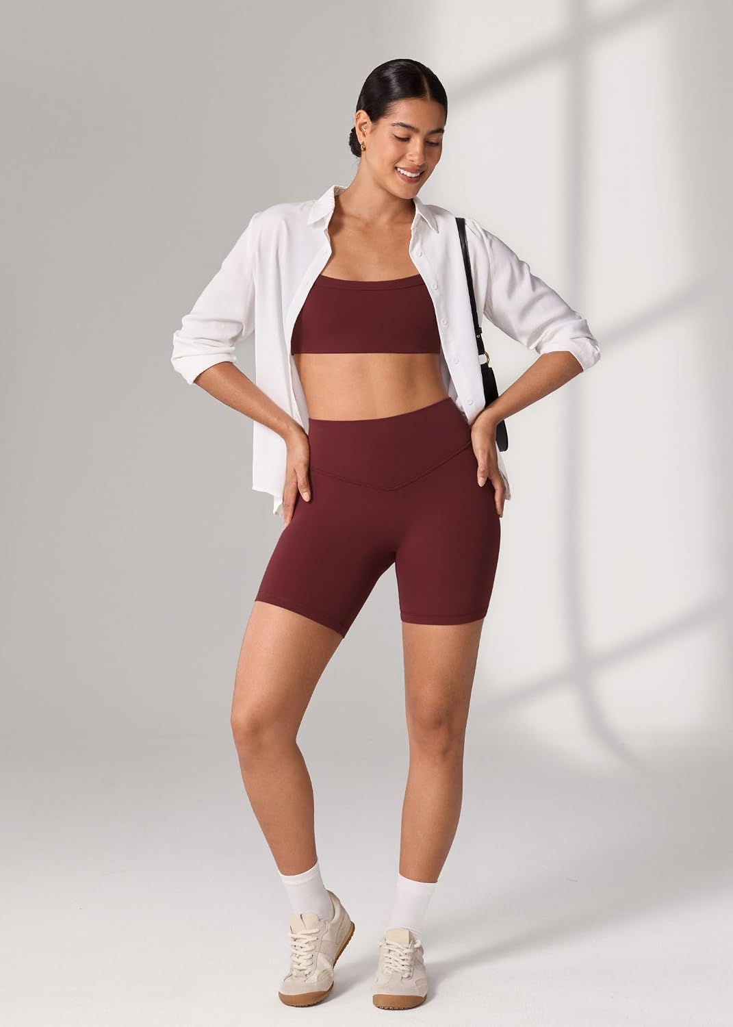 Hugcurve No Front Seam High Waisted Workout Biker Shorts for Women 6 Inches Tummy Control Buttery Soft Yoga Pants Gym