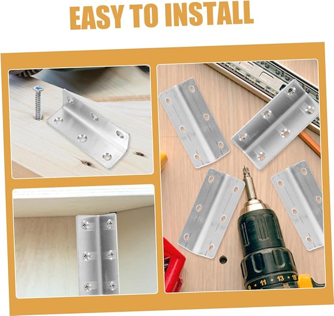Homoyoyo 6pcs Stainless Steel Corner Brackets Furniture Corner Joints Brackets for Wood Shelves Braces for Cabinets