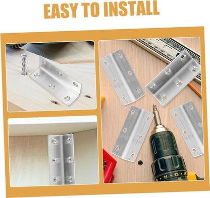 Homoyoyo 6pcs Stainless Steel Corner Brackets Furniture Corner Joints Brackets for Wood Shelves Braces for Cabinets