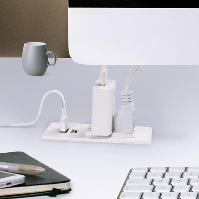 Conference Recessed Power Strip Socket with USB Ports,Table Power Strip,Desktop Charging Station with 2-Outlets and 2 USB Ports