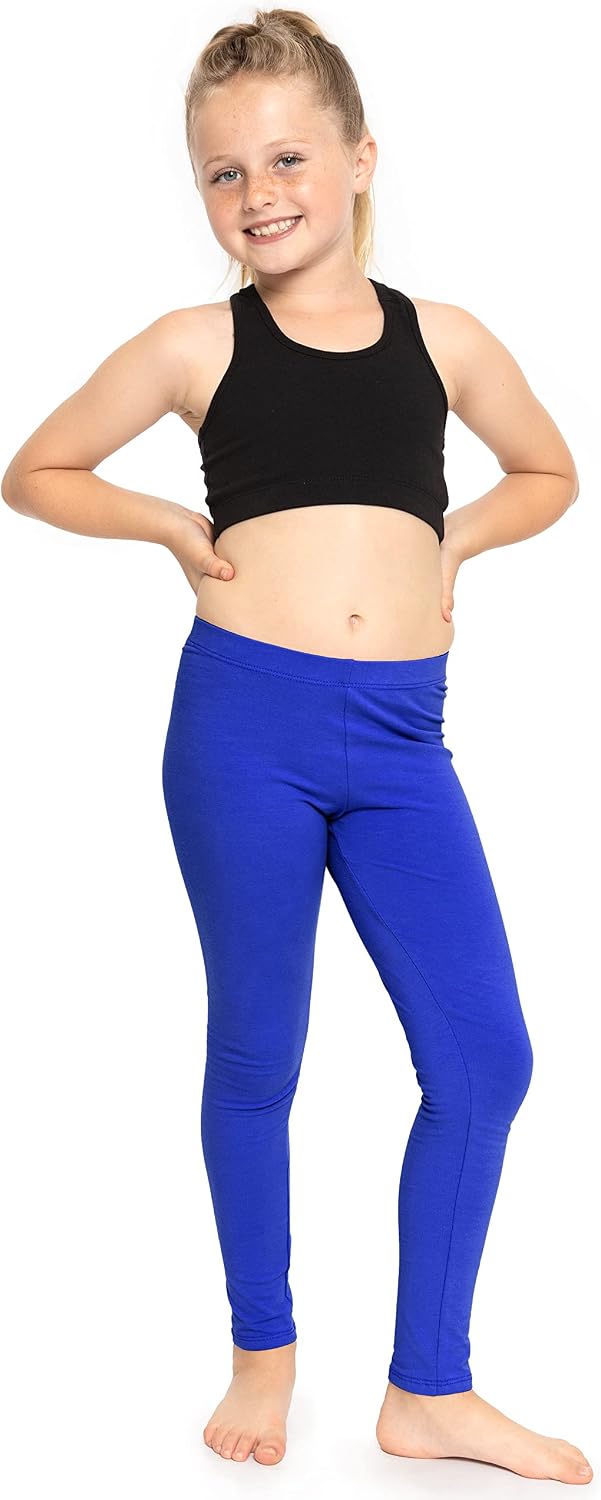 STRETCH IS COMFORT Girls Cotton Leggings, Kids Toddler Footless Pants, 2-16 | Soft durable pull-on fit, elastic waistband, school play, active days, under dresses, easy care, washable everyday layering