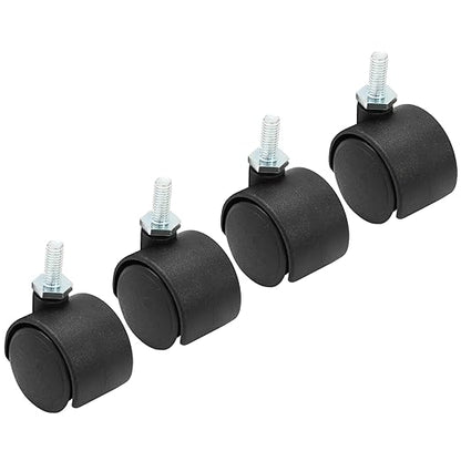 4pcs 1 Inch Swivel Caster Wheels, M6 Threaded Stem Caster Wheels, Heavy Duty Casters, Black Nylon Wheel Replacement for Furniture, Table, Cabinet, Shelf