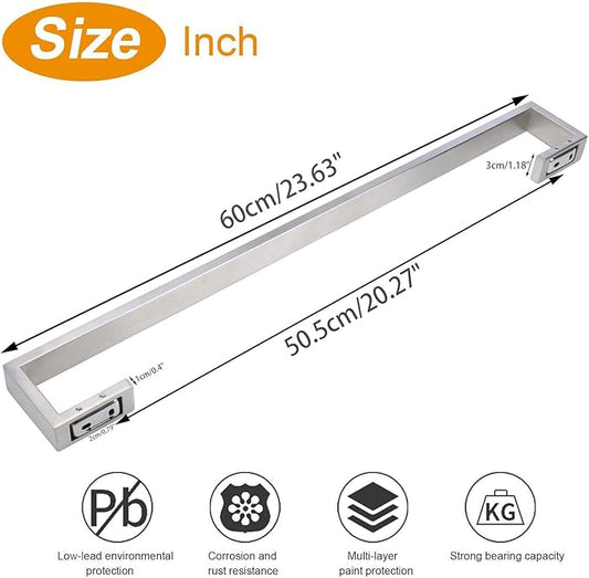 TocTen Bath Towel Rack - Square Base Thicken SUS304 Stainless Steel Towel Bar for Bathroom, Bathroom Bar Accessories Towel Rod Heavy Duty Wall Mounted Towel Holder (Brushed Nickel, 24 Inch)