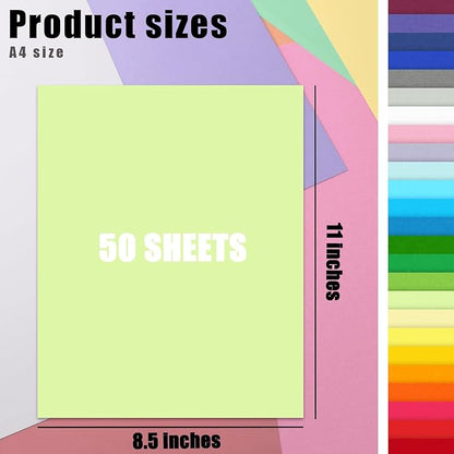 Koogel 50 Sheets Colored Cardstock Paper, Includes 40 Sheets 120gsm and 10 Sheets 250gsm Construction Paper for DIY Crafts Scrapbook