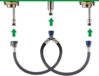 Quick Connect Faucet Hose Replacement Hot  Cold Water Mixer Line for Widespread Faucet with Snap-in Fast Lock, Bathroom 3 Holes Faucet Quick Connect Hose, QCH001