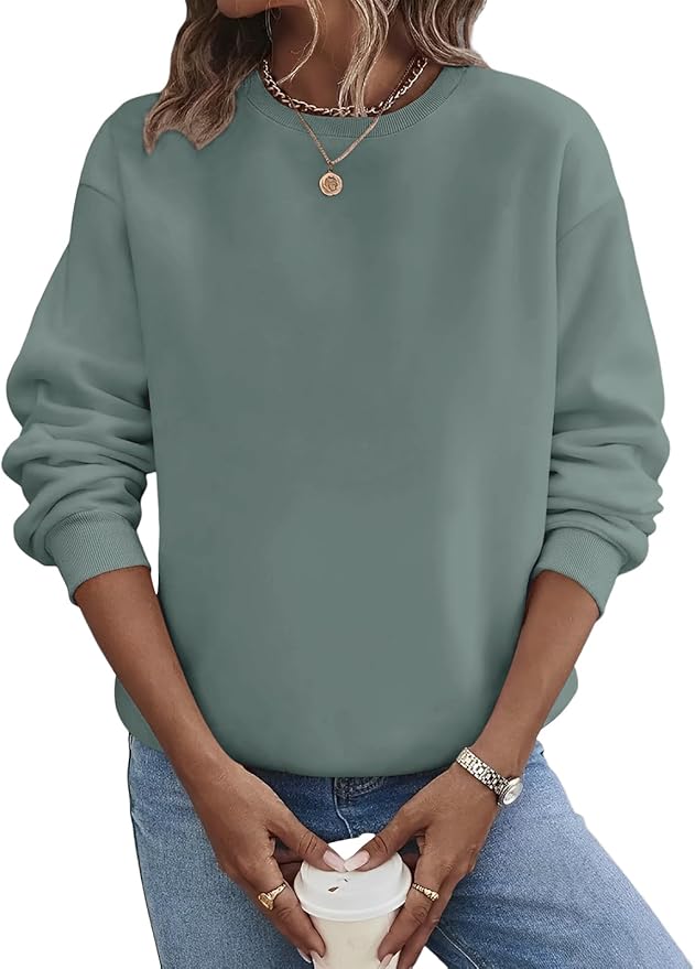 TICTICMIMI Women's Casual Crewneck Sweatshirts Long Sleeve Tops Loose Fit Fall Shirts