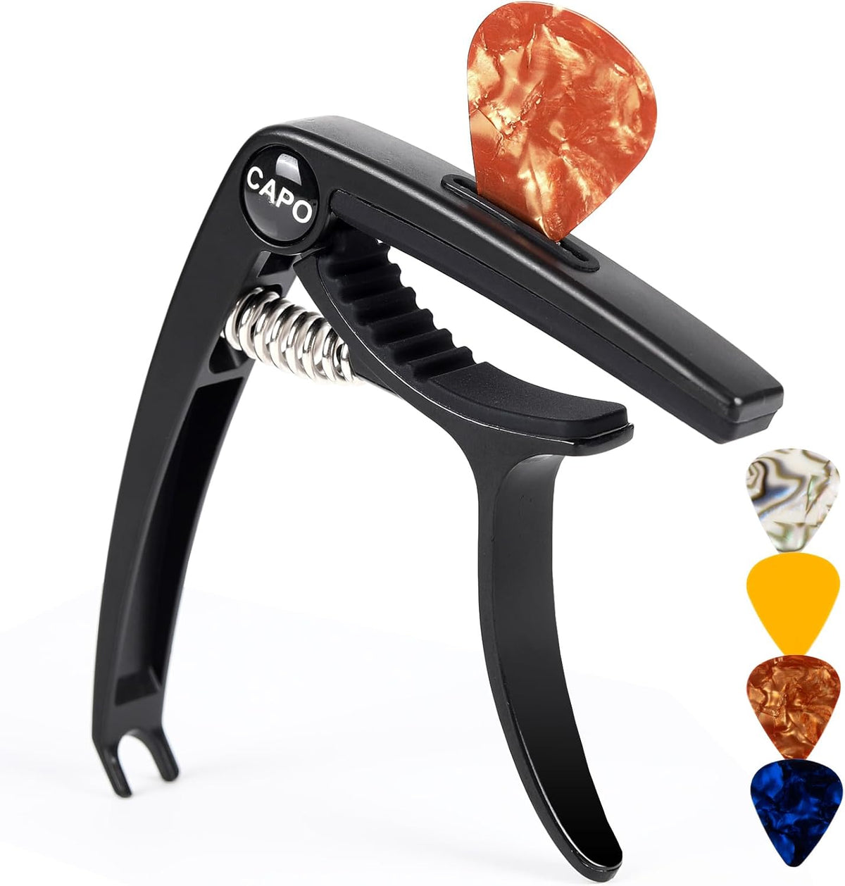 AARVI Trigger Guitar Capo with Built-in Pick Holder