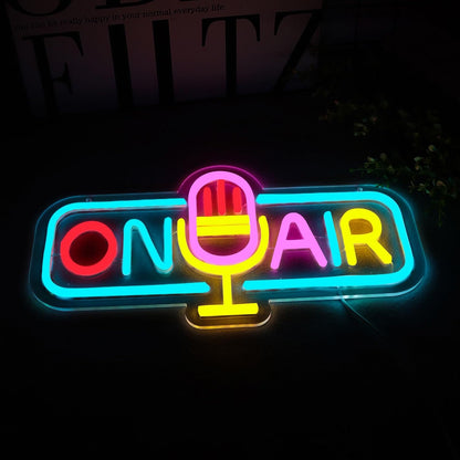 ON AIR Neon Light Recording Neon Signs Wall Decor for Podcast Setup,Broadcasting Room,Radio Station,Home Studio, Gift Art for Friends,Podcaster 16.14 x 8.35 IN-USB Powered-Acryli