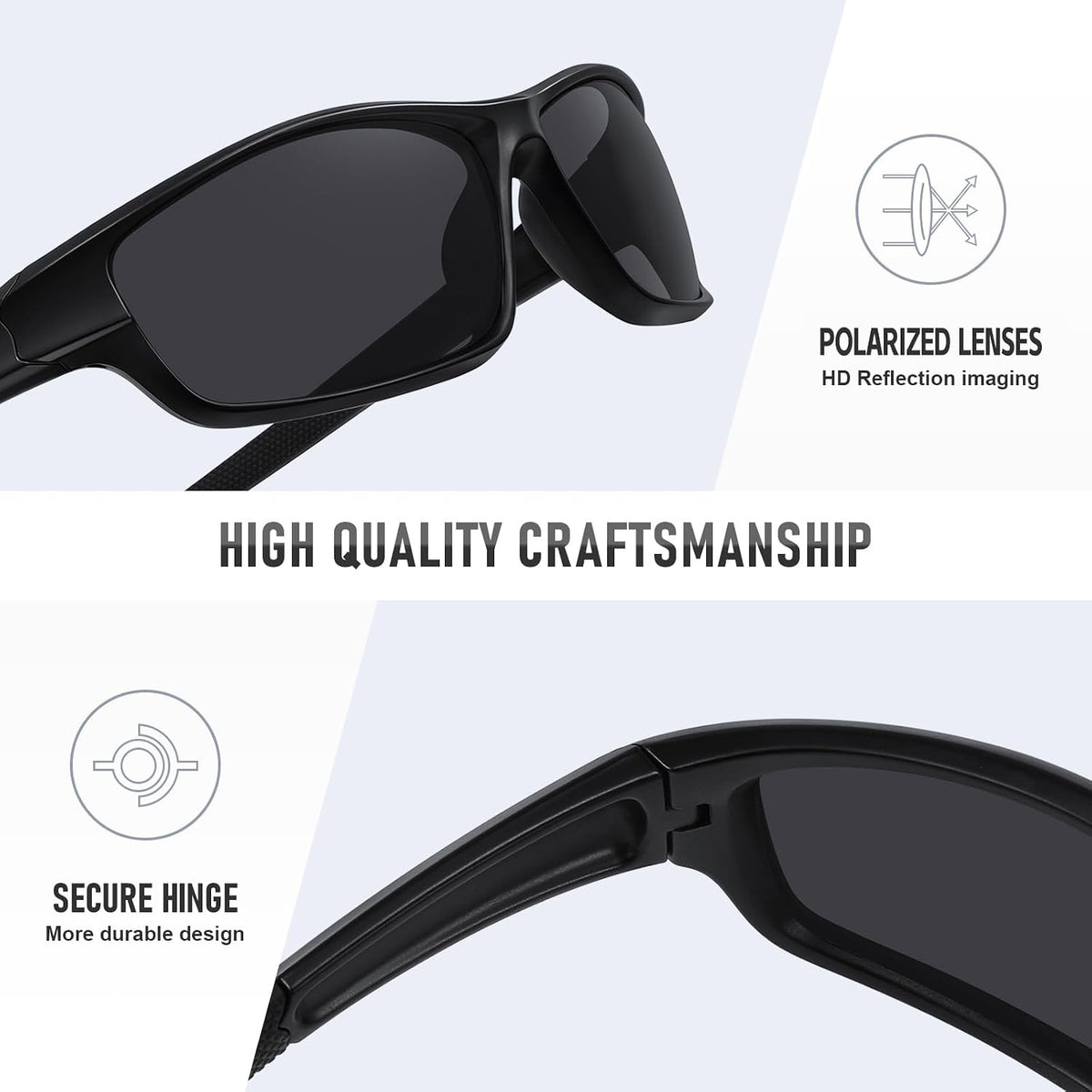Polarized Sports Sunglasses for Men Women Driving Cycling Fishing Wrap Around Sun Glasses UV400 Protection