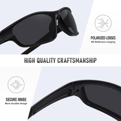 Polarized Sports Sunglasses for Men Women Driving Cycling Fishing Wrap Around Sun Glasses UV400 Protection