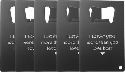Wallet Bottle Opener, Cool & Funny Card Size Party Wedding Favors Beer Bottle Opener for Guest,Stainless Steel (2pcs-Black
