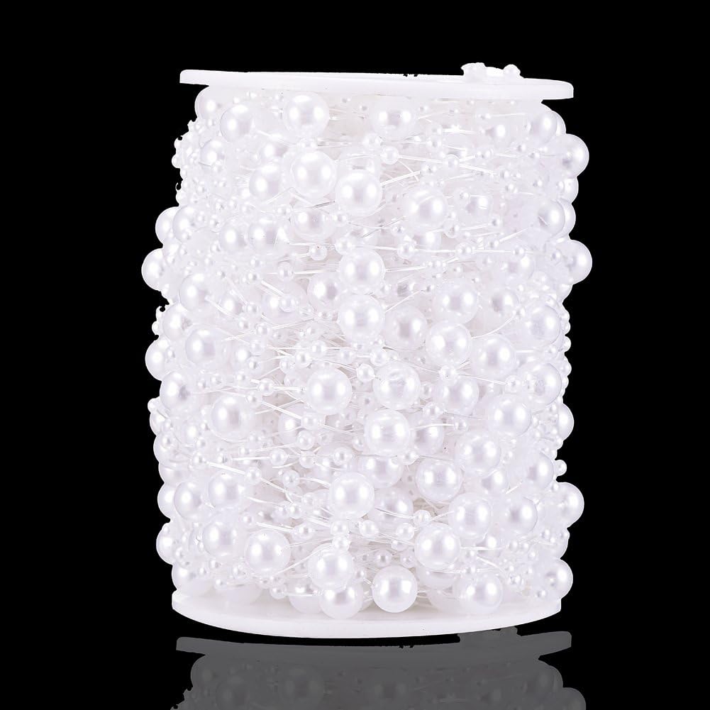 Bingcute 66 Feet Fishing Line Artificial Pearls String Beads Chain Garland Flowers Wedding Party Decoration,Party Supplies