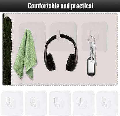 12 Pack Adhesive Hooks Clear Plastic Waterproof Heavy Duty Sticky Wall Ceiling Door Window Pothook Home Kitchen Bathroom Shower Office for Hanging Hat Towel Picture Coats (12)