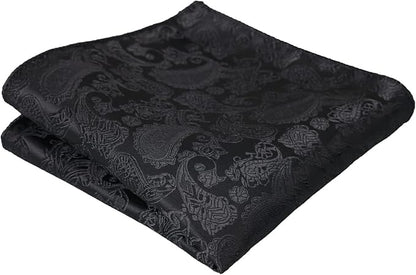 Alizeal Mens Classic Paisley Bow Tie, Hanky and Cufflinks Set