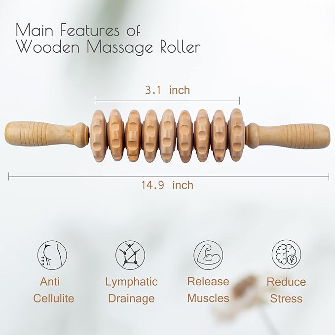 Wooden massage roller Wooden therapy massage tools for body shaping, Anti-cellulite wooden roller masssager, Fascia wood massage roller, Roller