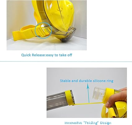 Full Face Snorkel Mask with Dry Snorkel, 180 Panoramic View Diving Mask,Anti-Leak Anti-Fog Scuba Mask Snorkel Swimming Mask for Adults