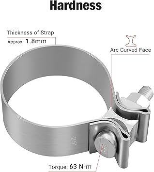 EVIL ENERGY 2.5 Inch Exhaust Clamp,2 12" Narrow Band Muffler Clamp Stainless Steel for Pipes,Mufflers,Catalytic Converters 1PCS