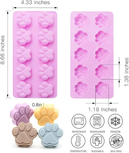 Silicone Molds Puppy Dog Paw and Bone, Non-Stick Food Grade Silicone Molds for Chocolate, Candy, Jelly, Ice Cube, Dog Treats, Cupcake Baking Mould, Muffin pan (Set of 4PCS)