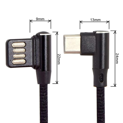 JSER USB-C 3.1 Type-C Male to Left Angled 90 Degree USB 2.0 Data Cable 15cm Dual Angled Type (Type-C)