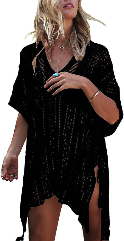 This lightweight, breathable crochet cover-up is perfect for the beach or pool. The adjustable drawstring design lets you customize the look.