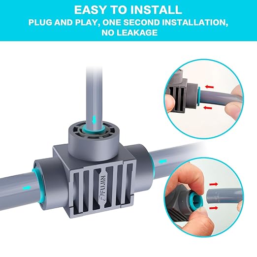 Garden Hose Tee Connector, 12mm to 6mm Irrigation Fittings Tee Connectors for Quick Connector Drip Irrigation System Tubing Accessories (10 PcsPack)