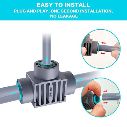 Garden Hose Tee Connector, 12mm to 6mm Irrigation Fittings Tee Connectors for Quick Connector Drip Irrigation System Tubing Accessories (10 PcsPack)
