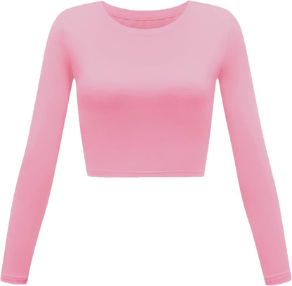 Womens Long Sleeve Crop Tops Basic Teen Girl Clothes Casual Cute Yoga Shirts Layering Slim Fitted Workout T-Shirt.