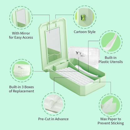 Orthodontic Wax for Braces 120 Precut Dental Wax Dots, Mint Flavored Strong Adhesion Food Grade Wax for Kids & Adults, Hardcover Box Braces Wax, with Mirror & Tool, for Home Travel Office