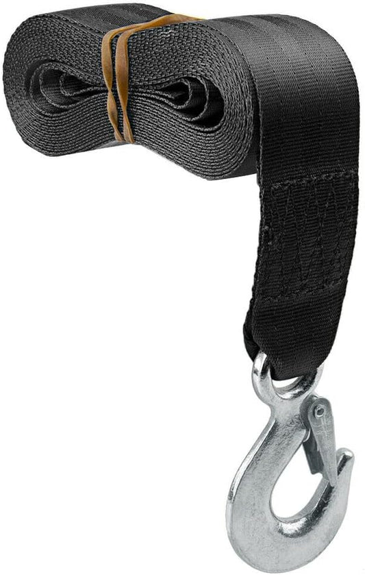 Replacement For 2 Inch by 20 Feet Trailer Winch Strap with Hook Heavy Duty polyester Strap Black
