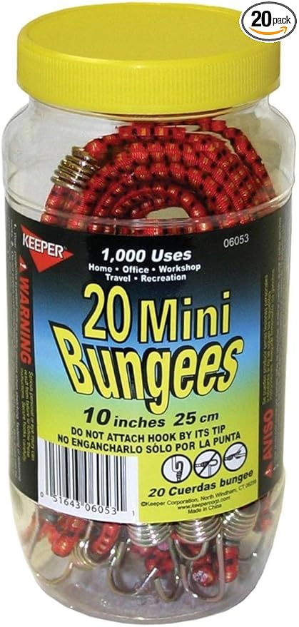 Keeper Corporation 06053-10 Mini Bungee Cord Jar, 20 Count (1 Pack)