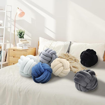 Knot Pillow Ball Shaped Decorative Throw Pillows,Teal 20cm Cute Couch Cushion Knotted Plush Pillow Suitable for Living Room Bed Decoration Handmade Braided Throw Pillows