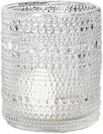 WGV Clear Trendy Pearly Votive Candle Holder 2.7" x 3.15"H, Bubbly Bead Textured Glass Tealight Candleholder, Home Accent Decor, 1 Pc